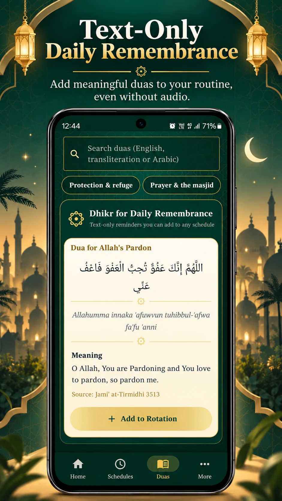 Text only daily remembrance screen