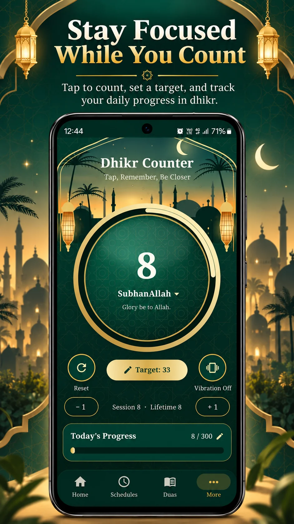 Digital tasbeeh counter in Dhikr Reminder Audio