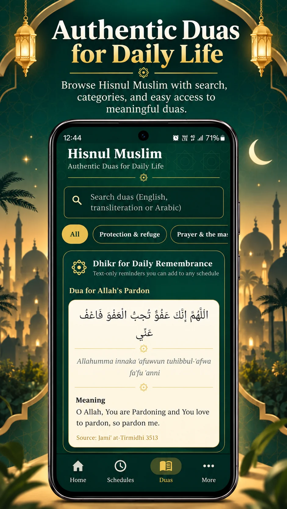 Hisnul Muslim Fortress of the Muslim section in Dhikr Reminder